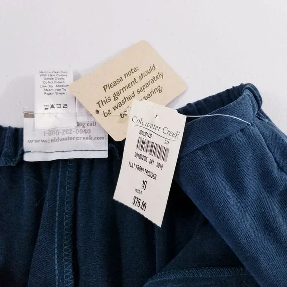 Coldwater Creek Flat Front Trouser Pants Women Size 10 NWT A02705 - Picture 9 of 11